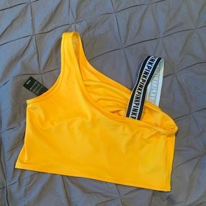 Yellow pink sports bra